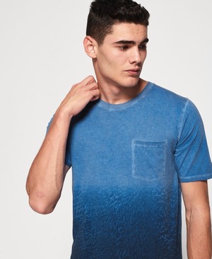 Superdry Hoxton Wash Longline Férfi Pólók Kék | THBGY6980